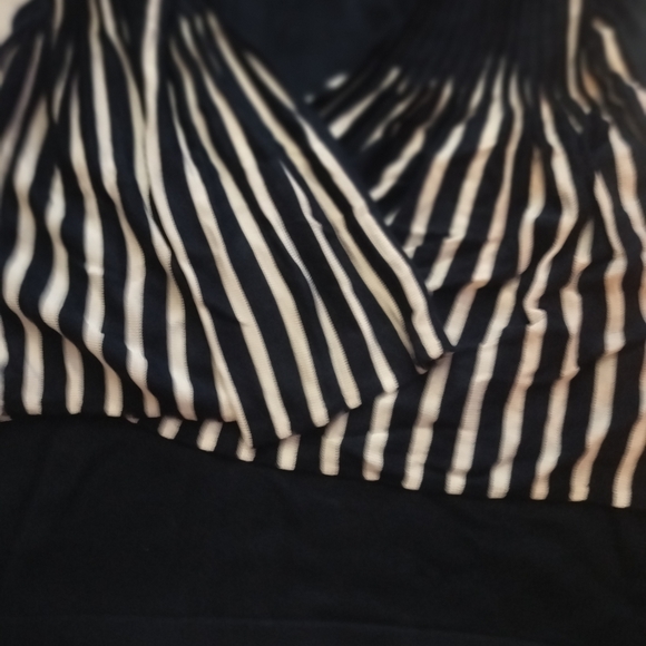 Ellen Tacy Black Sweater with Bell Striped Sleeves - Picture 3 of 5